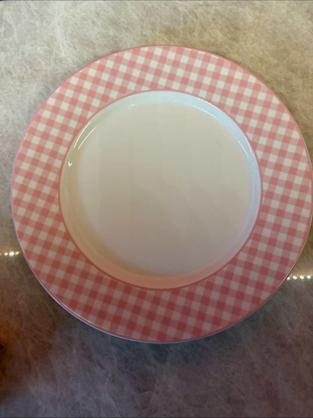Lenox Pink and White Gingham Set of 8 Dinner Plates